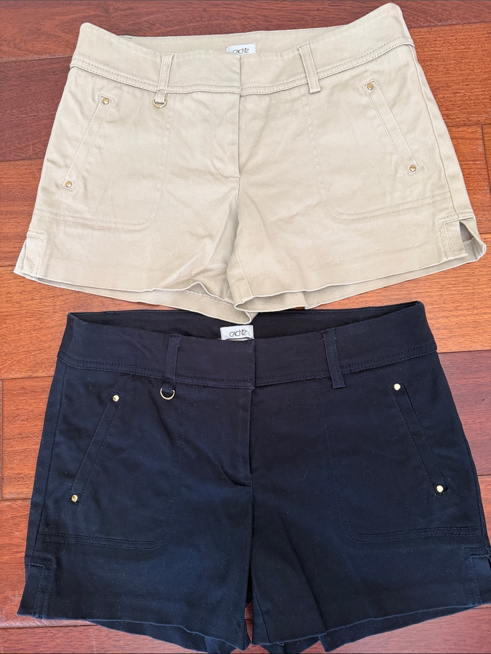 Set of Cache Tan and Black Women's Shorts
